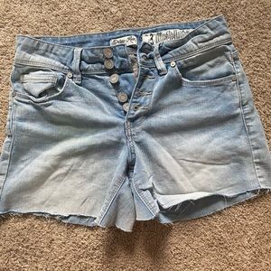 high button jean shorts